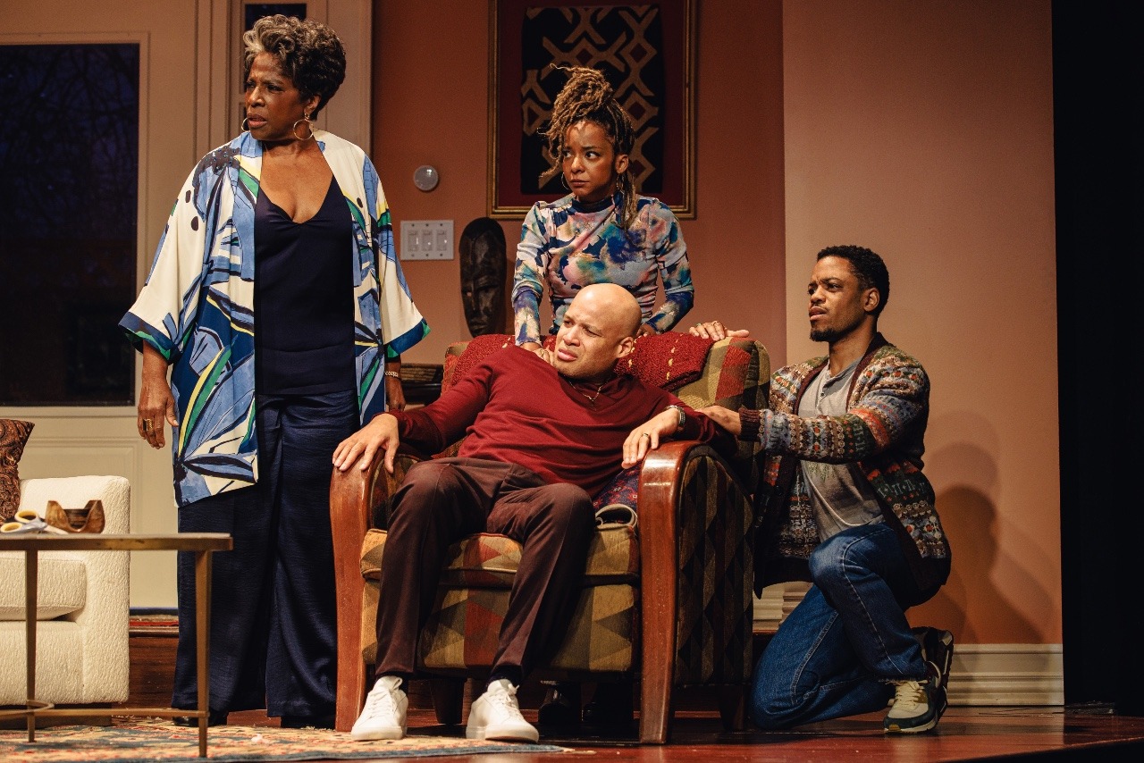 'PURPOSE': (left to right) LaTanya Richardson Jackson, Glenn Davis, Kara Young & Jon Michael Hill. Photo: Marc J. Franklin.