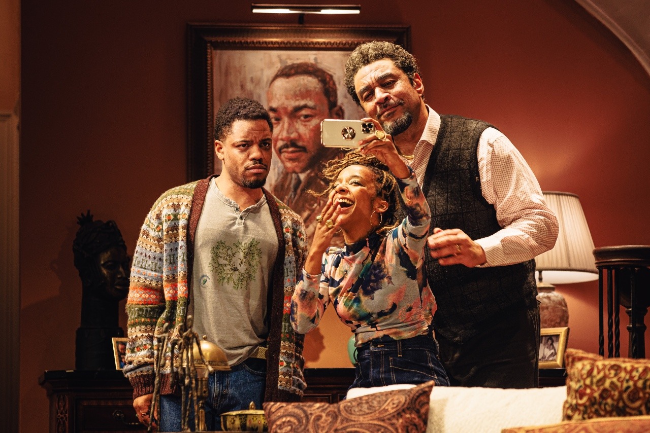 'PURPOSE': Jon Michael Hill, Kara Young & Harry Lennix. Photo: Marc J. Franklin.