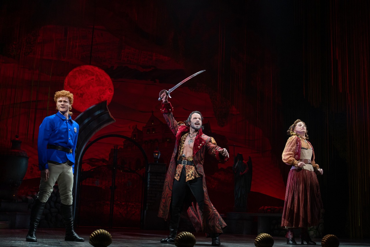 'PIRATES! THE PENZANCE MUSICAL': Nicholas Barasch, Ramin Karimloo & Jinkx Monsoon. Photo: Joan Marcus.