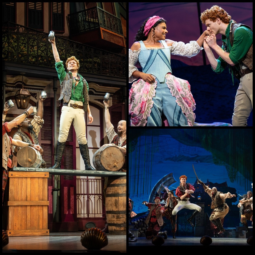 'PIRATES! THE PENZANCE MUSICAL': (Collage, clockwise from top, left): Samantha Williams & Nicholas Barasch; Nicolas Barasch (center right & left). Photos: Joan Marcus.