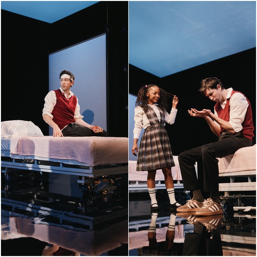 'GRUESOME PLAYGROUND INJURIES': (left) Nicholas Braun & (right) Kara Young & Nicholas Braun. Photos: Emilio Madrid.